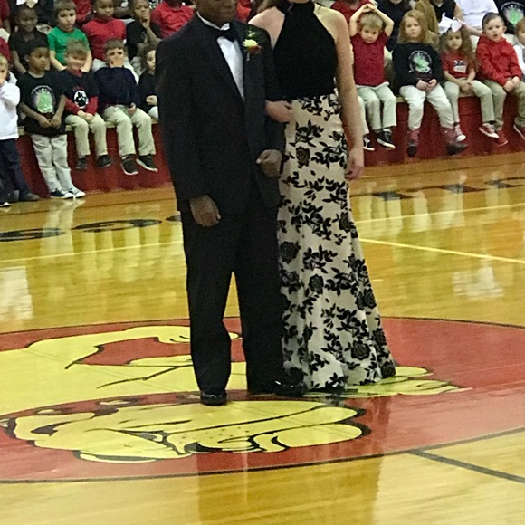 Two piece black and nude prom dress - Picture 2 of 3